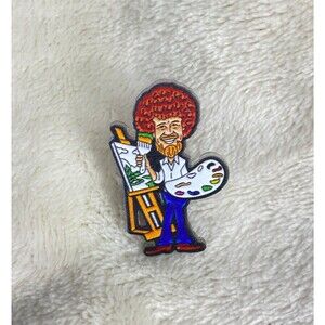 Bob Ross Acrylic Pin Happy Trees Painter Artist Palette Hat Lapel Pin Badge NEW